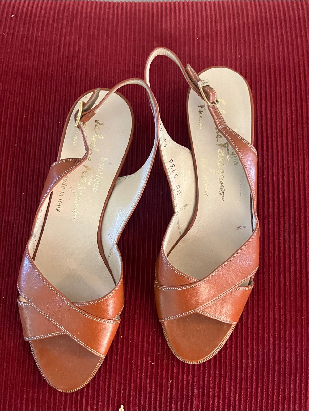 Ferragamo tan leather flat sandal. Size 6 1/2.